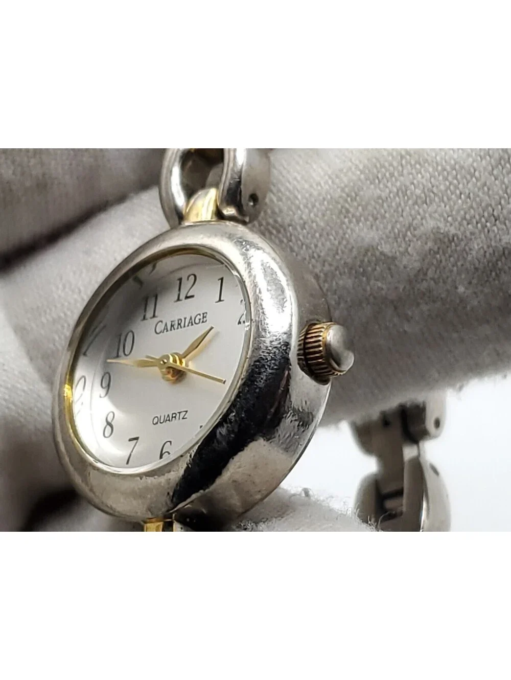 Carriage By Timex Womens Watch New Battery Two-Tone Silver Tone Dial 20mm